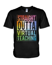 Straight outta virtual teaching V-Neck T-Shirt tile