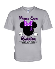 Mouse ears and warrior kind of girl V-Neck T-Shirt tile