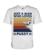 Just a man who loves V-Neck T-Shirt tile
