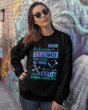 Never underestimate a hairdresser Crewneck Sweatshirt lifestyle-unisex-sweatshirt-front-3