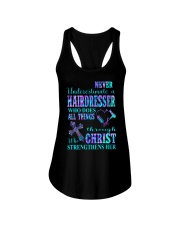 Never underestimate a hairdresser Ladies Flowy Tank tile