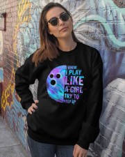 I know I play like a girl Crewneck Sweatshirt lifestyle-unisex-sweatshirt-front-3