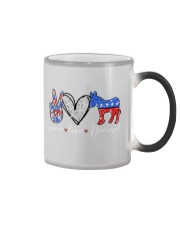 Peace love Democrat Color Changing Mug tile
