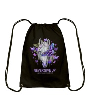 Never give up Drawstring Bag tile
