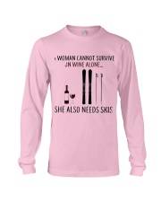 A Woman Needs Skis On Wine Long Sleeve Tee thumbnail