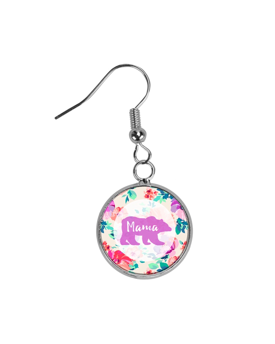 Mama bear floral Circle Earrings