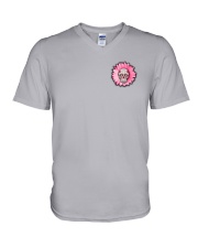 Breast Cancer Sugar Skull V-Neck T-Shirt thumbnail