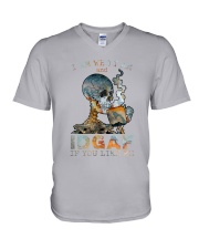 Skull IDGAF If You Like Me V-Neck T-Shirt tile