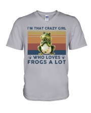 Frogs Im That Crazy Girl V-Neck T-Shirt tile