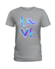 Pontoon Boat Love Purple Texture Ladies T-Shirt thumbnail