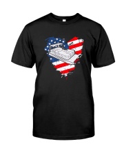 Pontoon Boat US Flag Heart Classic T-Shirt front