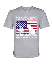 Dogs And Cannabis Make Me Happy V-Neck T-Shirt thumbnail
