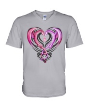 Dragon Breast Cancer V-Neck T-Shirt thumbnail