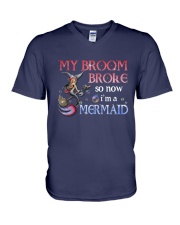 Mermaid My Broom Broke V-Neck T-Shirt tile