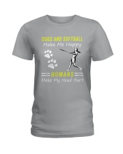 Softball And Dog Ladies T-Shirt thumbnail