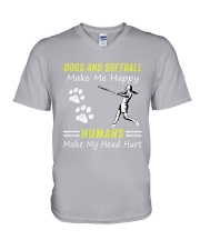 Softball And Dog V-Neck T-Shirt thumbnail