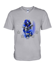 Back The Blue Rose V-Neck T-Shirt tile