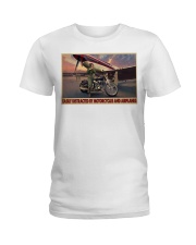 female pilot biker easily distracted by mttn DVH Ladies T-Shirt tile