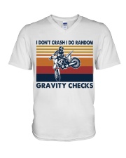 motocross dirt bike gravity check V-Neck T-Shirt tile