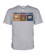 Basketball simple man V-Neck T-Shirt tile