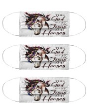 this girl runs on jesus and horses mas Cloth Face Mask - 3 Pack front
