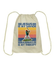 baseball jesus therapy Drawstring Bag tile