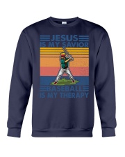 baseball jesus therapy Crewneck Sweatshirt tile