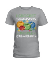 crochet don't punching people Ladies T-Shirt tile