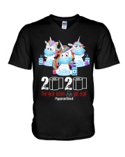unicorn mas 2020 real V-Neck T-Shirt tile