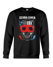 scuba diver skull american flag Crewneck Sweatshirt tile