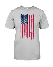 skiing us flag shirt Classic T-Shirt tile