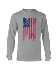 skiing us flag shirt Long Sleeve Tee tile