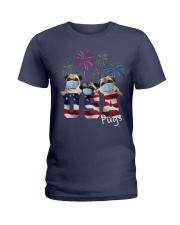pugs american flag Ladies T-Shirt tile