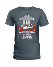 scuba diver dad never underestimate Ladies T-Shirt tile