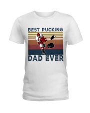 best pucking dad ever hockey Ladies T-Shirt tile
