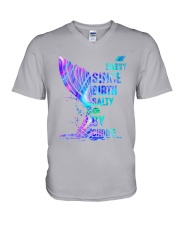 mermaid since birth salty by choice V-Neck T-Shirt tile
