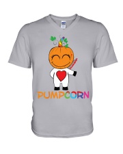 Cute Unicorn Pumpkin lqt nna V-Neck T-Shirt tile