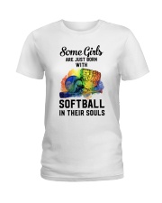 softball girl soul Ladies T-Shirt tile