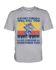 lineman something fun V-Neck T-Shirt tile