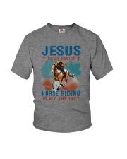 horse riding jesus therapy Youth T-Shirt tile