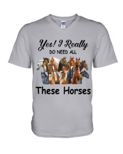 Yes I really do need these horses V-Neck T-Shirt tile
