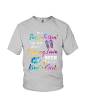 fishing loving beer kinda girl Youth T-Shirt tile