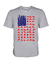 jiu jitsu us flag icon V-Neck T-Shirt tile