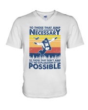 skydiving possible V-Neck T-Shirt tile