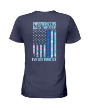 back the blue firefighters Ladies T-Shirt tile