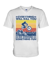 biking something fun V-Neck T-Shirt tile
