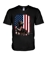 LIMITED EDITION - DACHSHUND AMERICAN FLAG - 9301P V-Neck T-Shirt tile