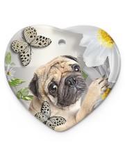 LIMITED EDITION - DOG PUG LOVERS 10942A Heart ornament - single (porcelain) front