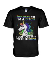 LIMITED EDITION - FUNNY UNICORN - 80093P V-Neck T-Shirt tile