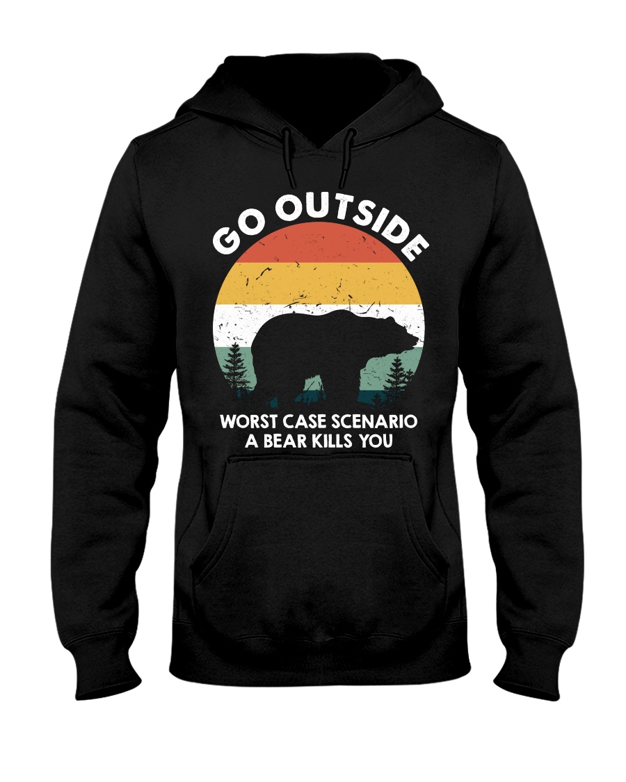 Go Outside Worst Case Scenario A Bear Kills You Camping Bear Men/'s T-Shirt Tee